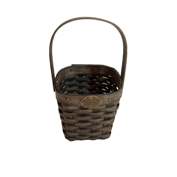 Peterboro Basket Co. Small Square Wooden Basket Swing Handle Great Condition - Picture 2 of 11